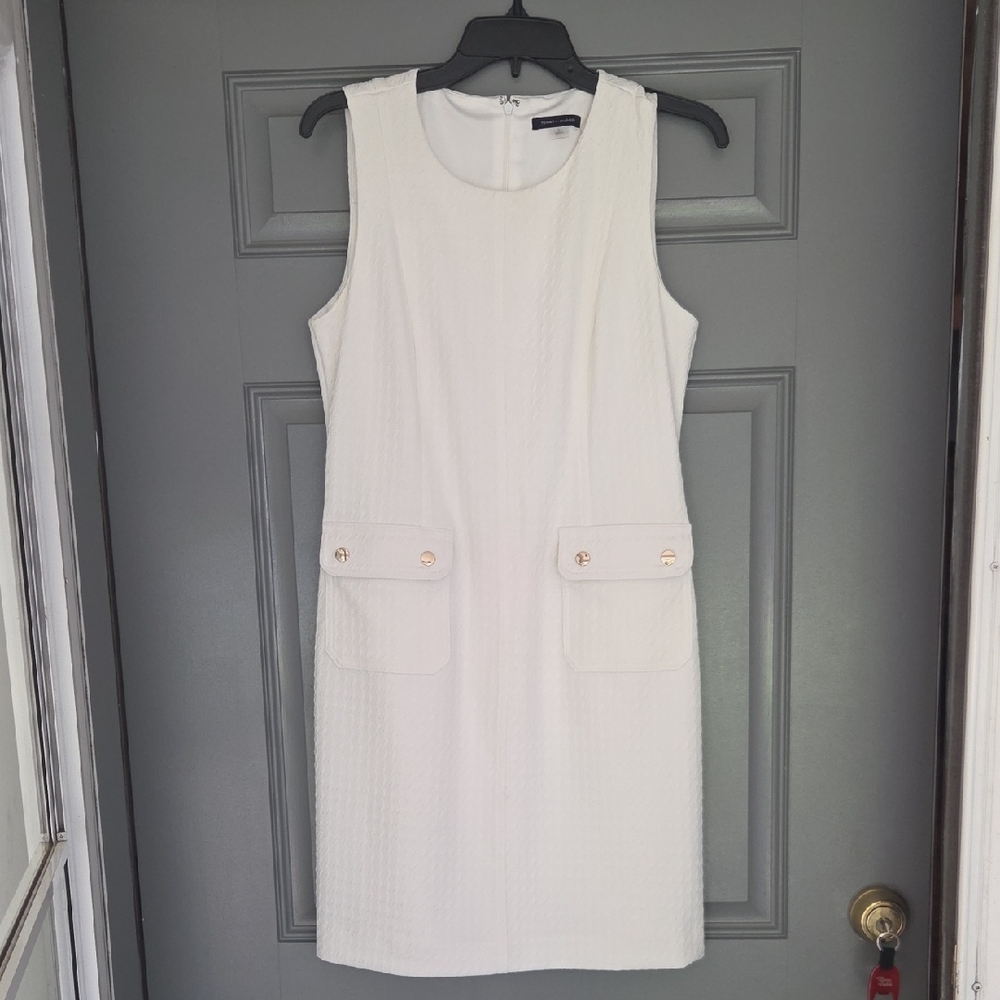 Tommy Hilfiger Cream Sheath Mini Dress for Work